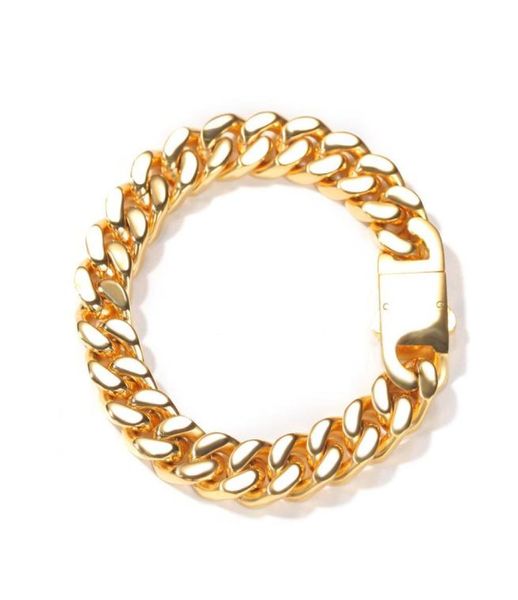 gold cuban link chain bracelet fashion stainless steel hip hop jewelry mens silver bracelets3333015, Black